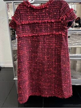 Zara Girls Red and Black Tweed Casual Dress